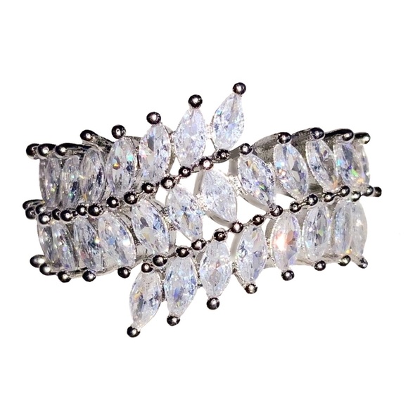 925 Silver & White Sapphire 3-Layer Bling Ring - Picture 2 of 6